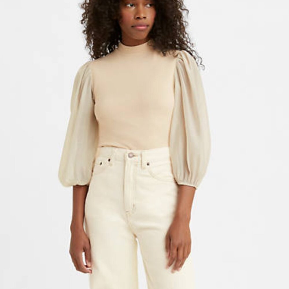 Levi's NWT puff sleeve mock neck Scarlett top size M